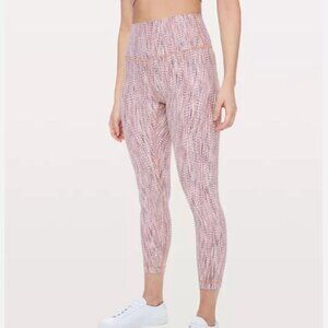 Lululemon Wunder Under Crop High-Rise Pink Arrow Jaquard Antique Bark Leggings